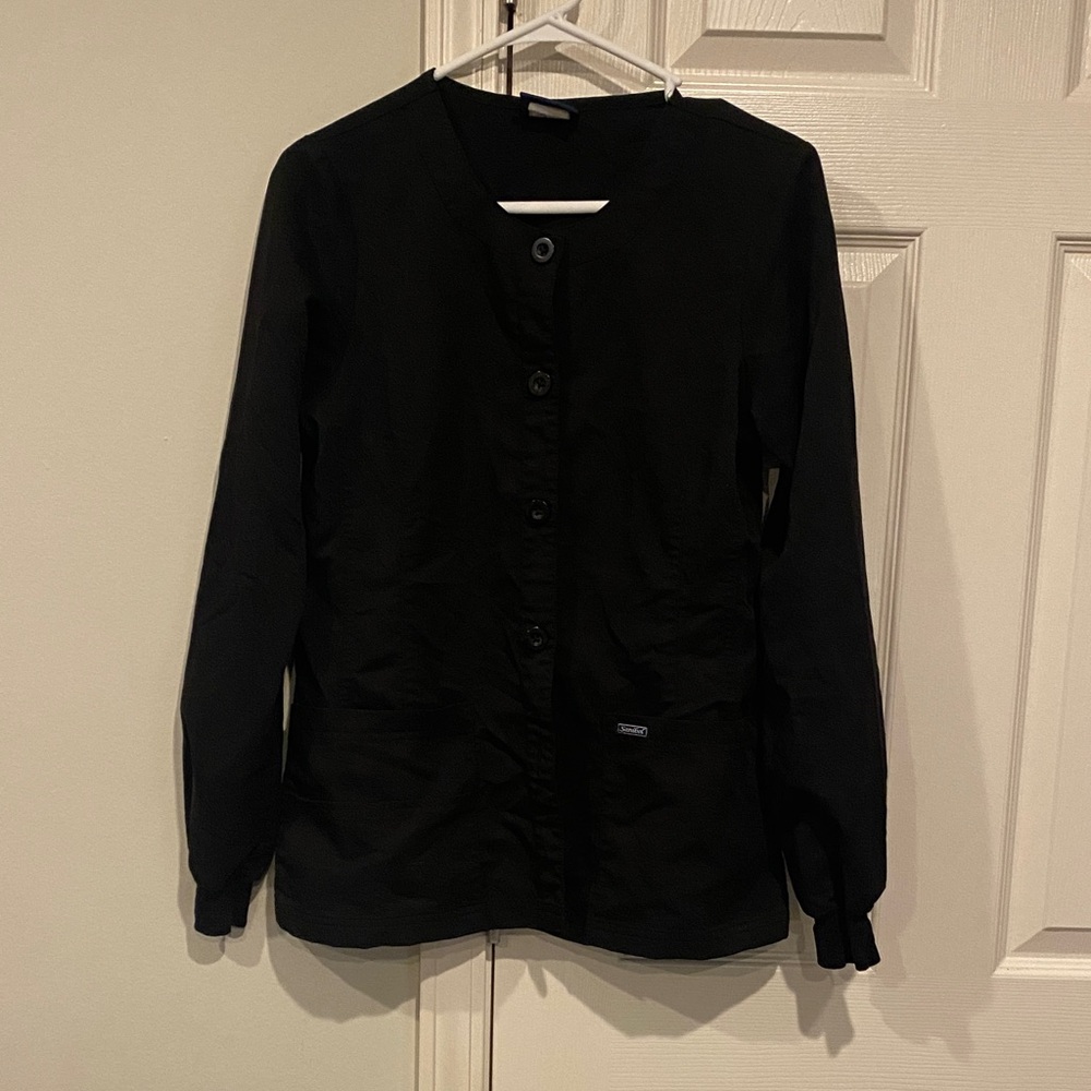 Black Women's Button-Up  scrub Jacket